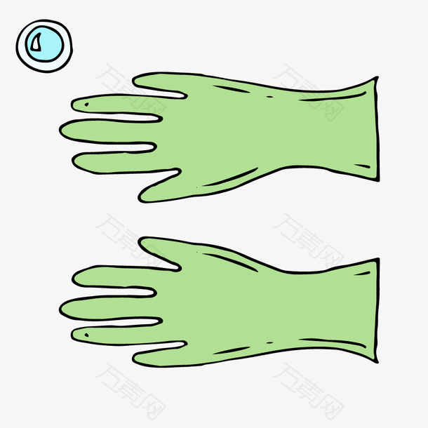 绿色胶皮手套矢量卡通清洁保洁用