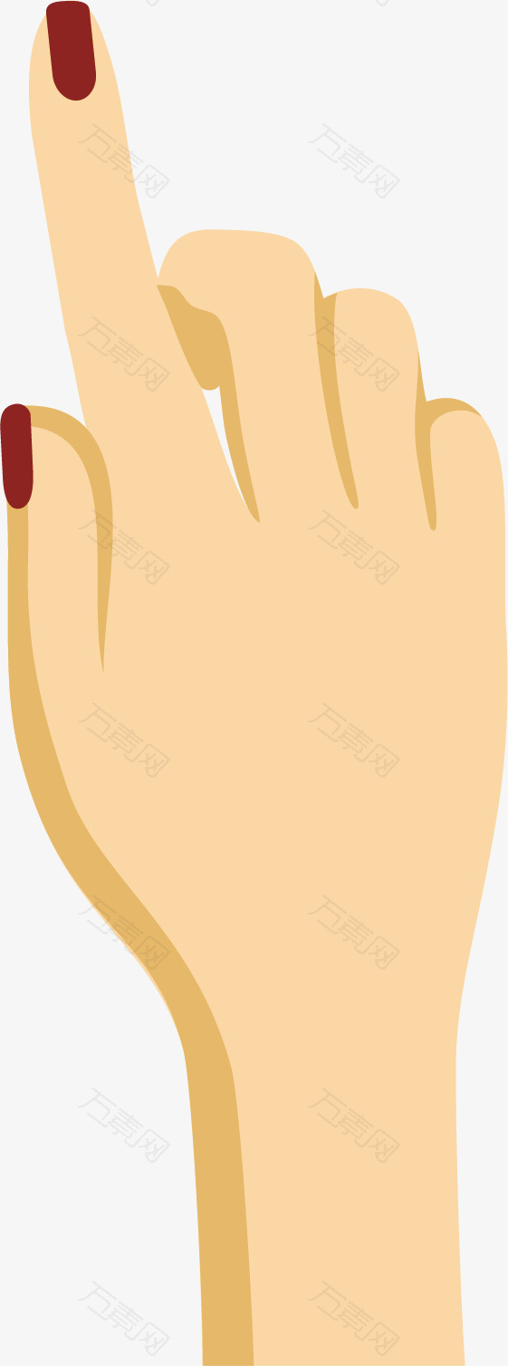 矢量图涂红色指甲油的手指