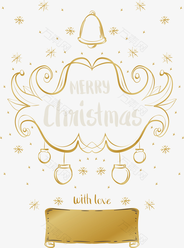 金色线条圣诞标题框