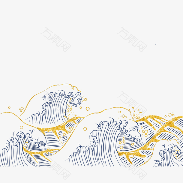 海浪水纹手绘波浪