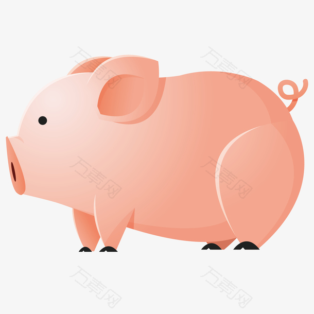 侧面肥胖小猪可爱卡通