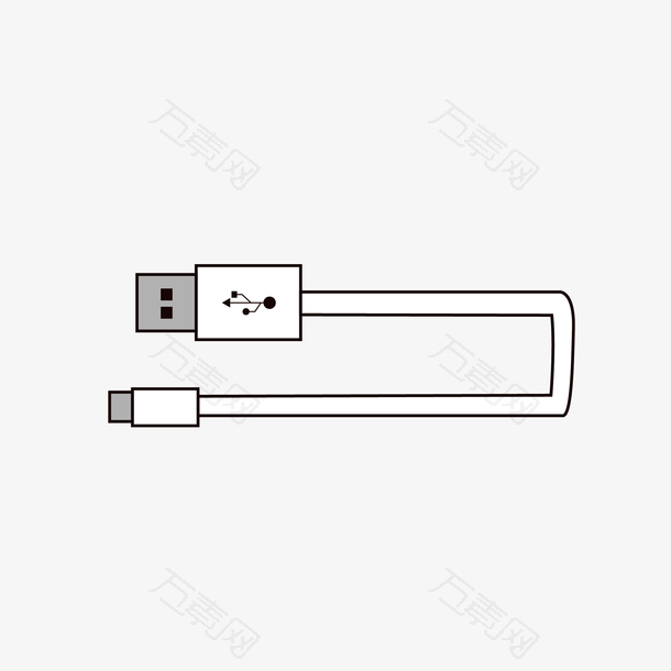 矢量手绘手机USB数据线PNG免抠图