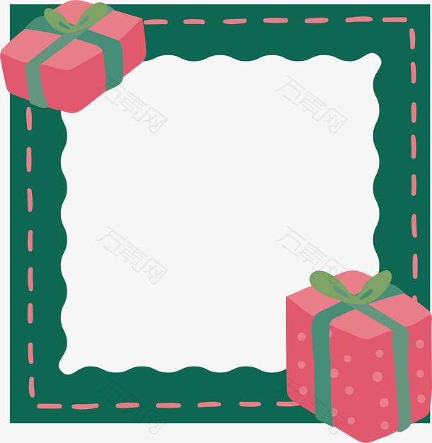 圣诞礼物绿色边框