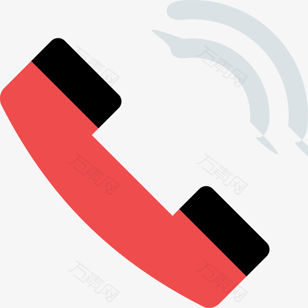 红色扁平化电话元素