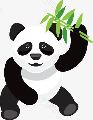 卡通可爱扁平熊猫竹叶