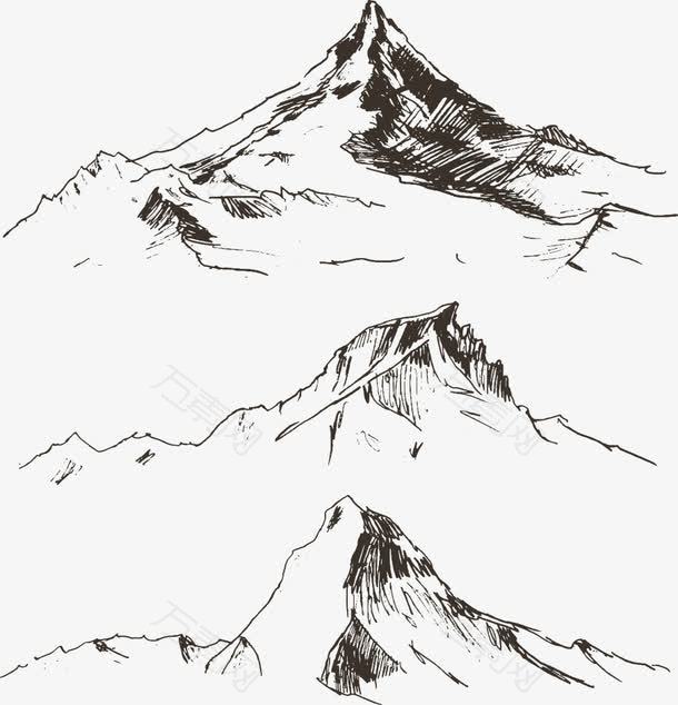 矢量线描三座大山