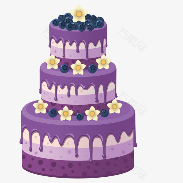 矢量三层紫色蛋糕