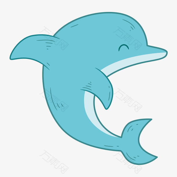 手绘世界海洋日蓝色海豚