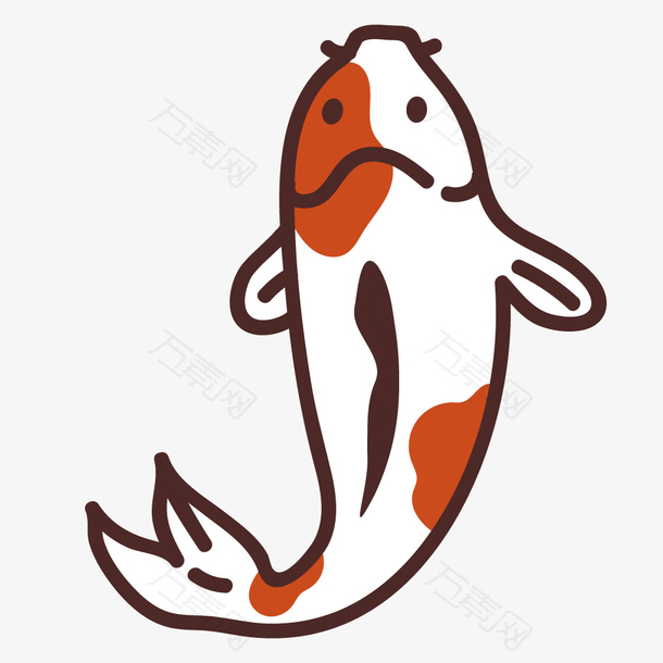 红色白色花斑鱼手绘卡通鱼类水族