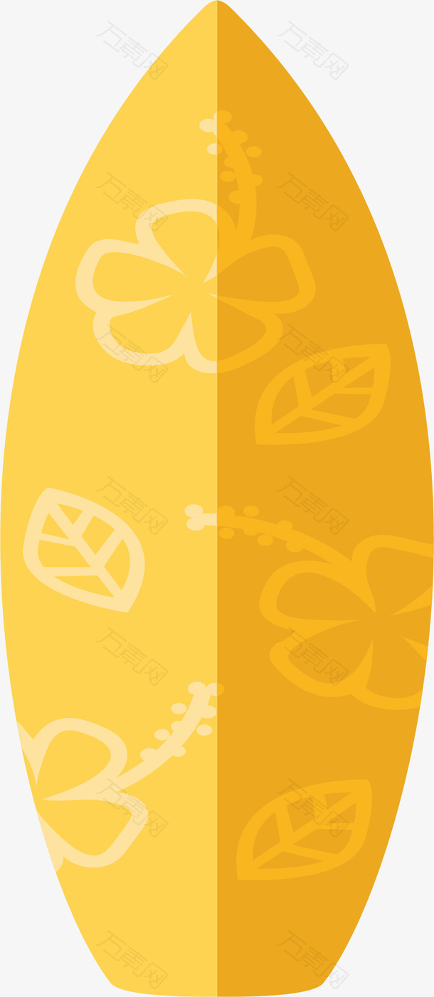 黄色花纹夏天冲浪板