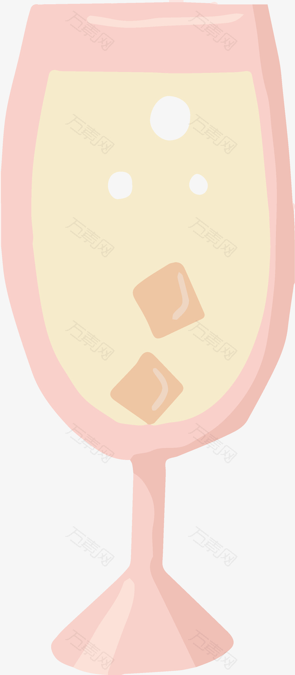 粉色矢量手绘鸡尾酒果汁冰块