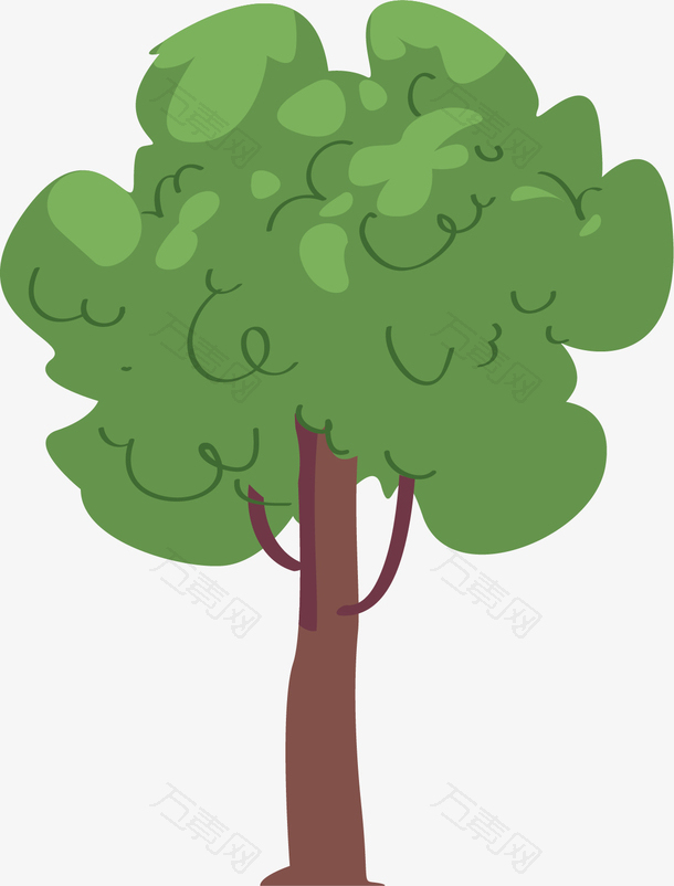 矢量图绿色树叶的大树
