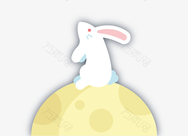 黄色圆弧月兔元素