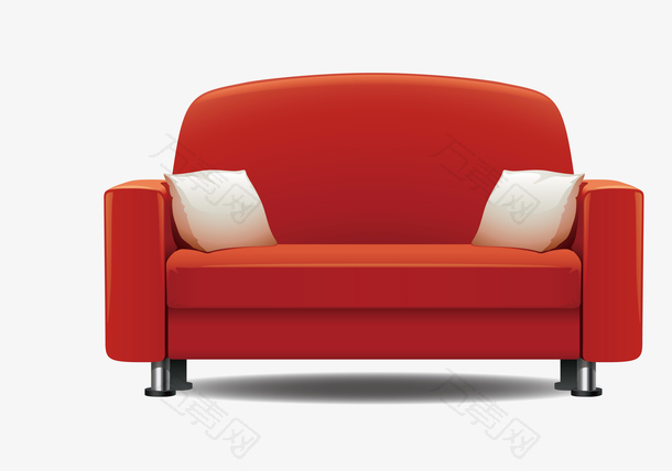矢量卡通扁平化红色沙发png