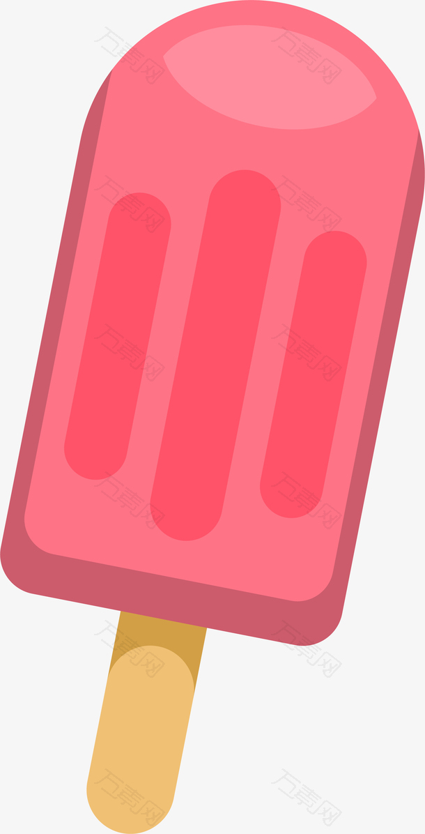 清新水彩玫红色冰糕矢量素材