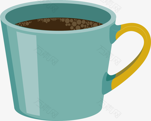 矢量图用蓝色杯子装的咖啡