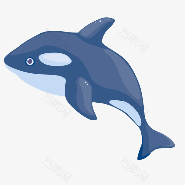 卡通深蓝色的海豚设计