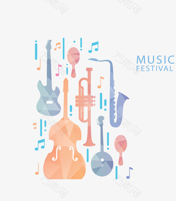 彩色乐器音乐节海报
