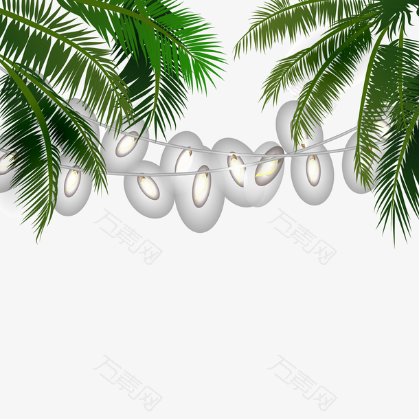 彩灯串装饰的棕榈树矢量图
