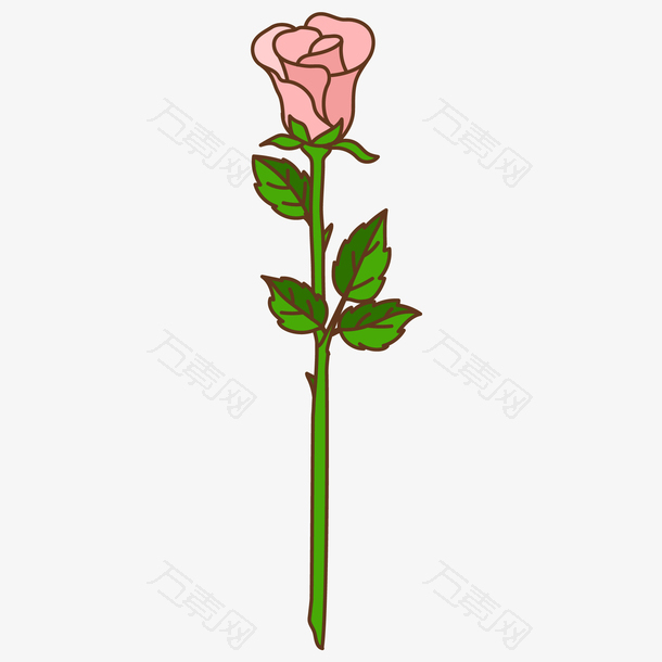卡通手绘粉红色玫瑰花