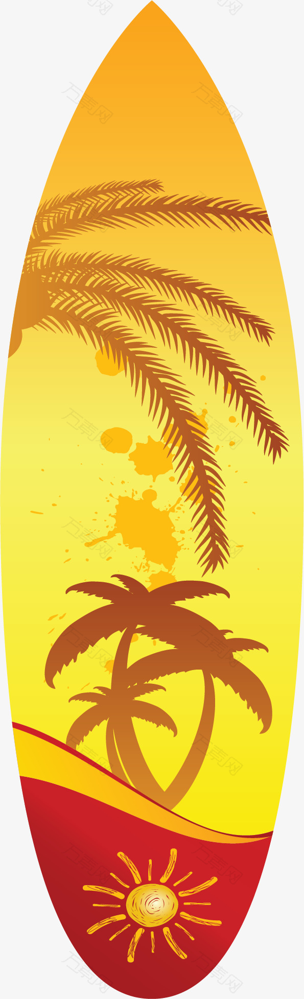 海边椰子树冲浪板