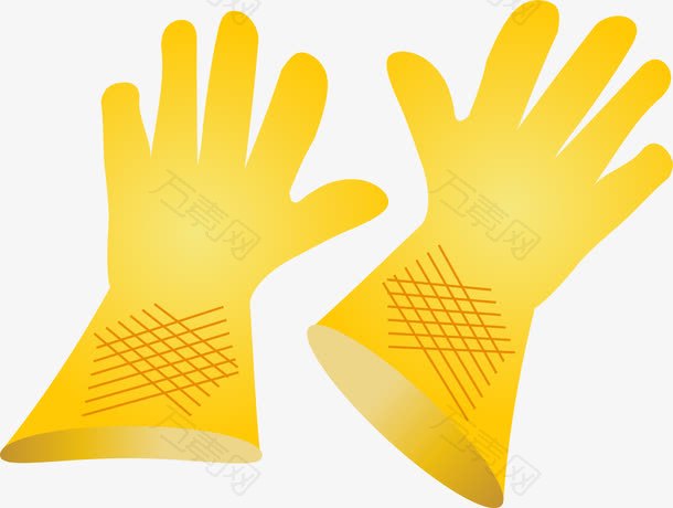 矢量手绘黄色手套