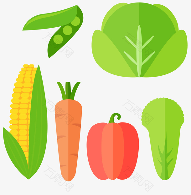 卡通手绘农产品玉米萝卜