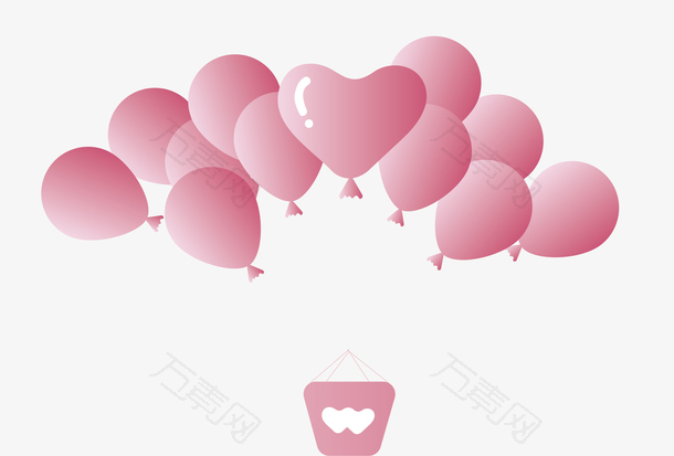 矢量图大束粉色气球