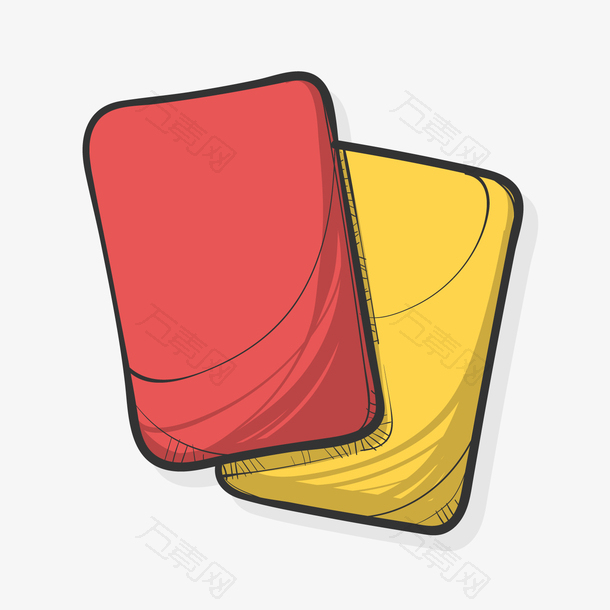 彩色手绘圆角红牌黄牌元素