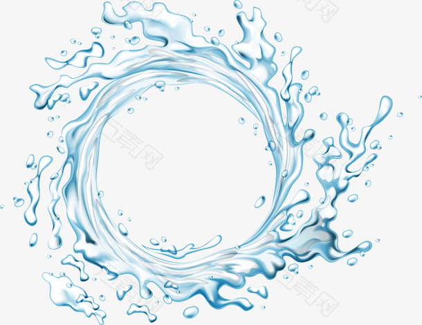 蓝色水滴圆环洗护产品广告装饰
