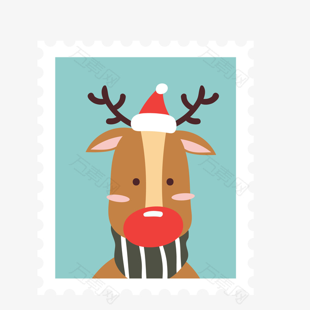 可爱圣诞角色邮票矢量