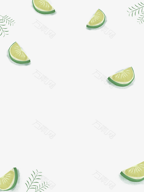 绿色手绘柠檬装饰图案