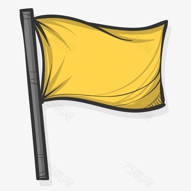 手绘足球黄色角旗主题矢量素材