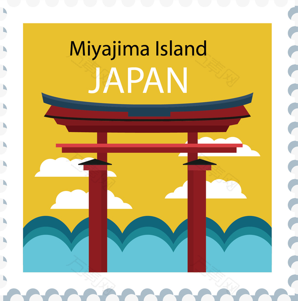 矢量图日本宫岛邮票