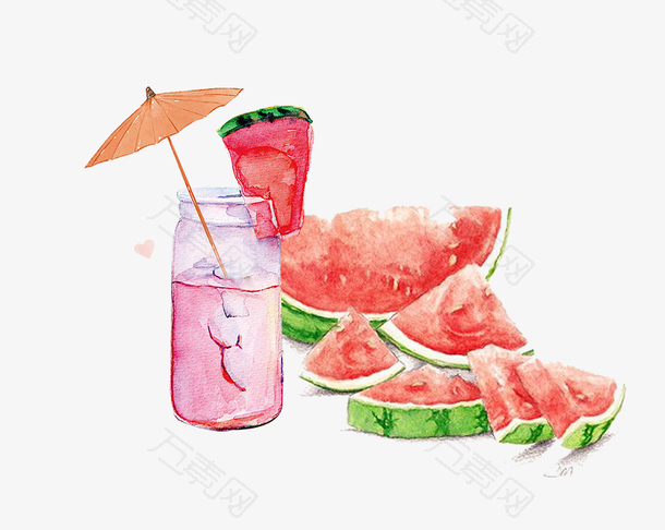 夏天创意西瓜与饮料背景海报