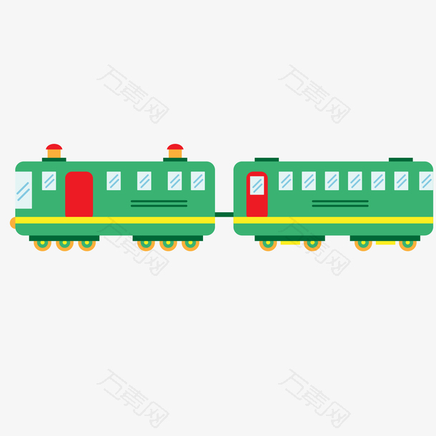 红绿色的火车列车模型