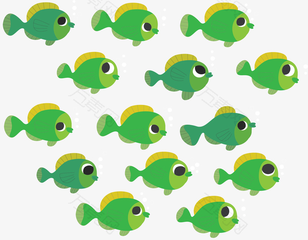 海洋之中的绿色鱼群