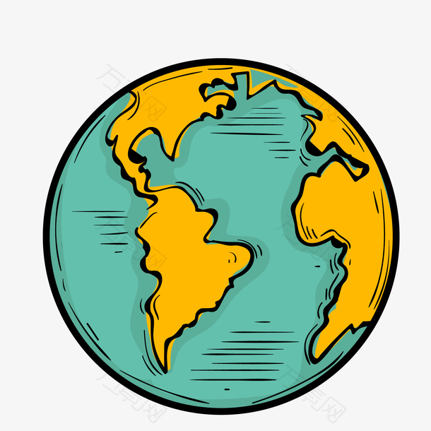 黄绿色卡通地球模型