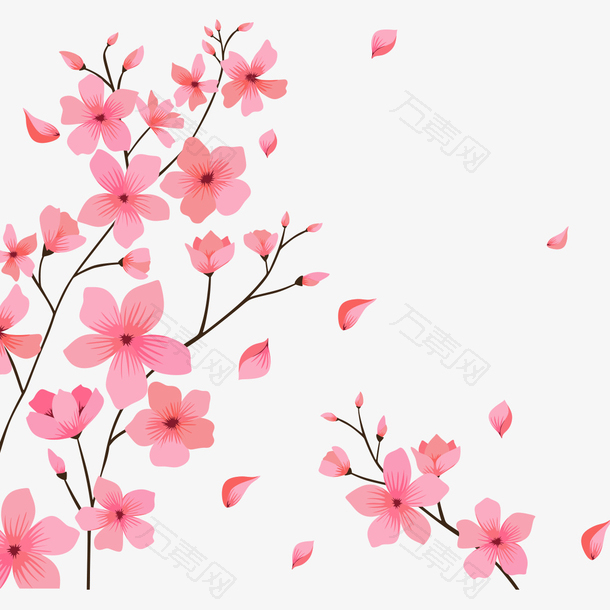 春天粉色桃花手绘