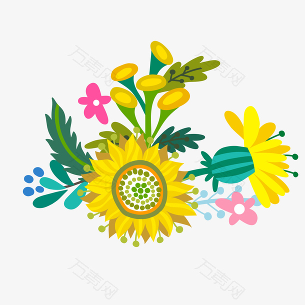 手绘水彩黄色花卉设计素材