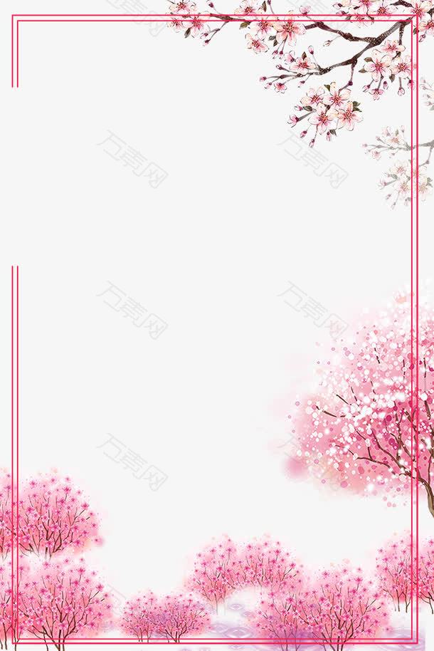 樱花节浪漫粉红樱花边框