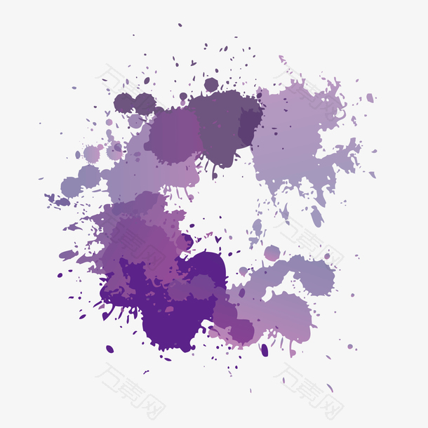 矢量紫色喷溅颜料油漆油渍