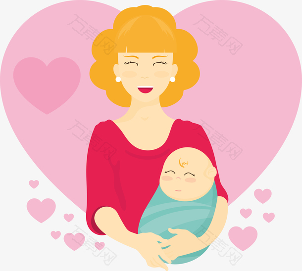 怀抱婴儿的母亲插画