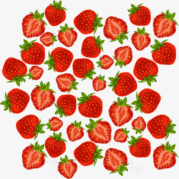 红色草莓无缝背景矢量素材