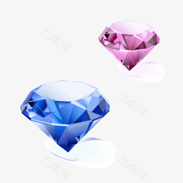 闪耀蓝色紫色三角钻石