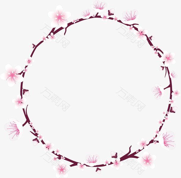 粉红樱花装饰花环