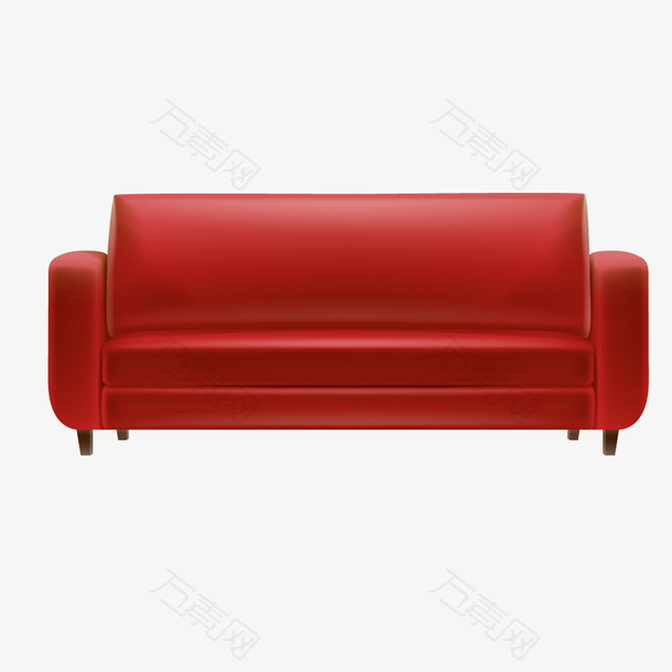 手绘卡通家具红色沙发矢量素材