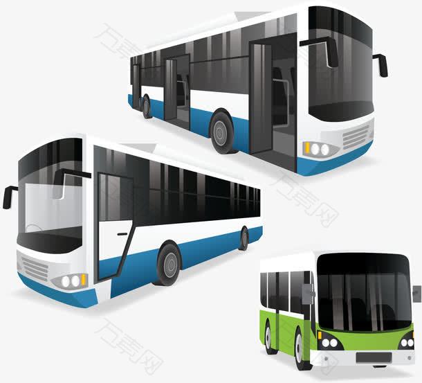 蓝绿色城市公交车