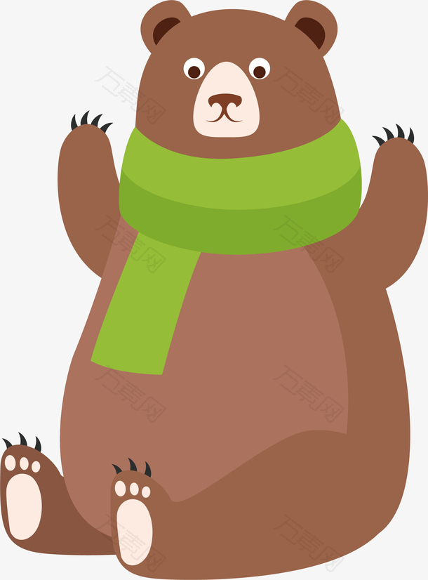 可爱举手的棕色大熊
