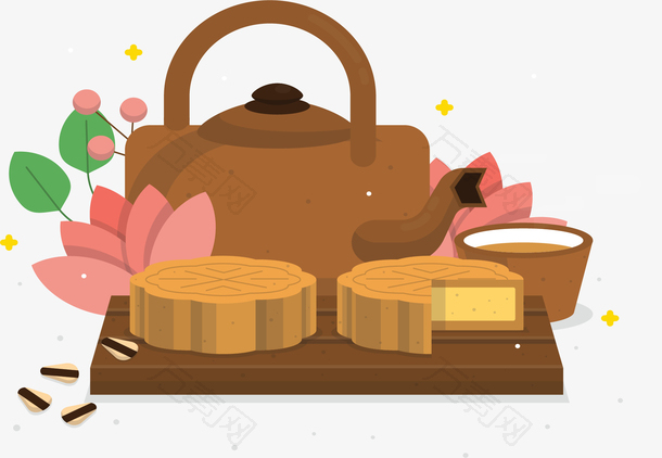 庆祝中秋月饼热茶